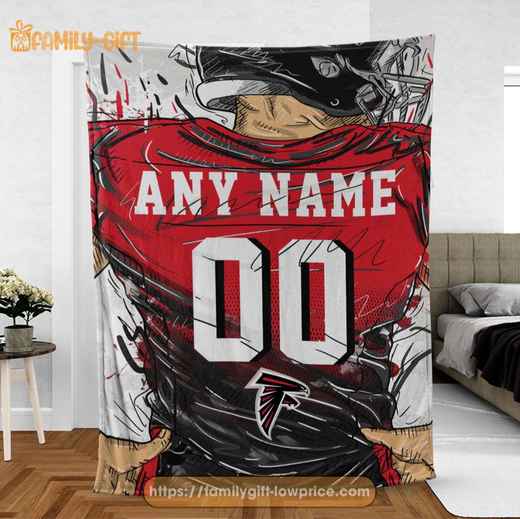 Cute Blanket Atlanta Falcons Jersey NFL Blanket - Personalized Blankets with Names - Custom NFL Jersey