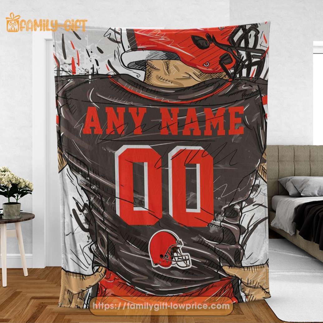 Cute Blanket Cleveland Browns Jersey NFL Blanket - Personalized Blankets with Names - Custom NFL Jersey
