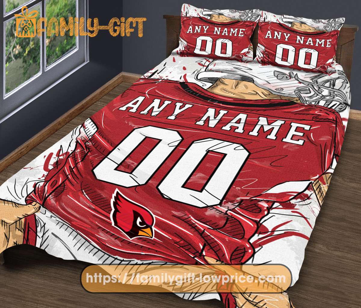 Jersey Cardinals Arizona NFL Bedding Sets, Arizona Cardinals Football Jersey, Cute Bed Sets Custom Name Number