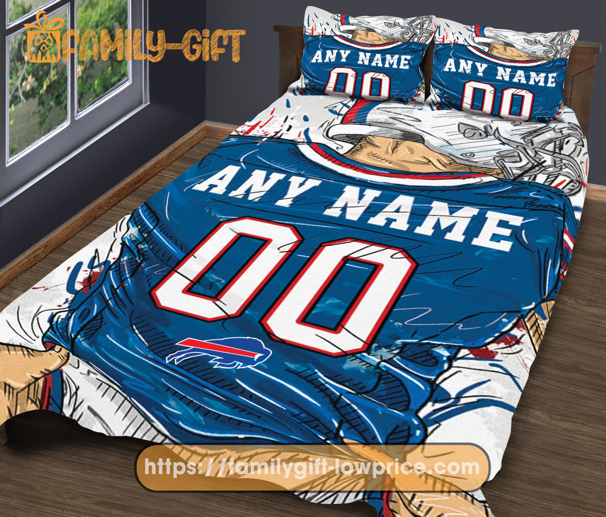 Buffalo Bills Jerseys NFL Bedding Sets, Buffalo Bills Gifts, Cute Bed Sets Custom Name Number