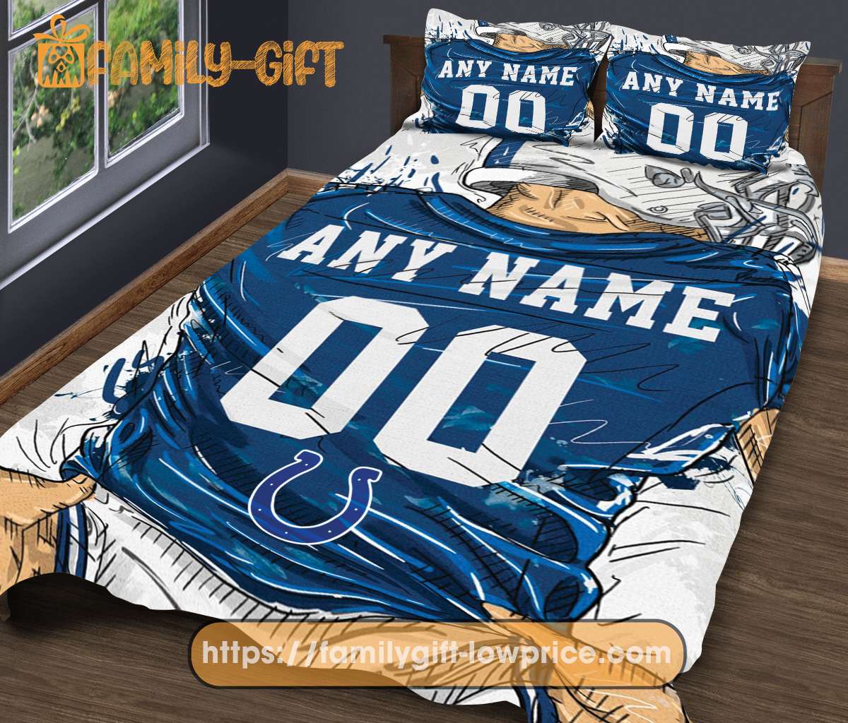 Indianapolis Colts Jersey NFL Bedding Sets, Indianapolis Colts Gifts, Cute Bed Sets Custom Name Number