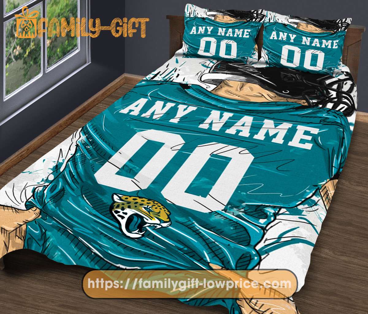 Jacksonville Jaguars Jersey NFL Bedding Sets, Jacksonville Jaguars Gifts, Cute Bed Sets Custom Name Number