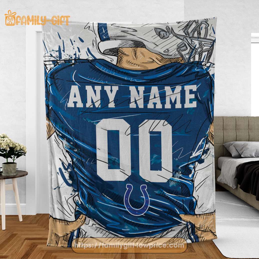 Cute Blanket Indianapolis Colts Jersey NFL Blanket - Personalized Blankets with Names - Custom NFL Jersey