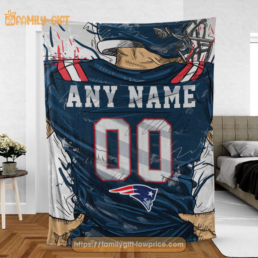 Cute Blanket New England Patriots Jersey NFL Blanket - Personalized Blankets with Names - Custom NFL Jersey