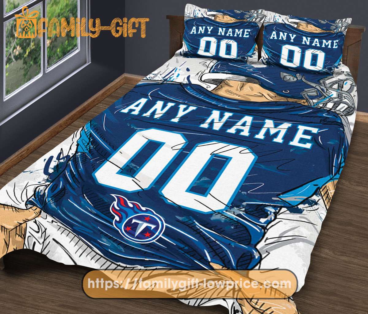 Tennessee Titans Jersey NFL Bedding Sets, Tennessee Titans Gifts, Cute Bed Sets Custom Name Number