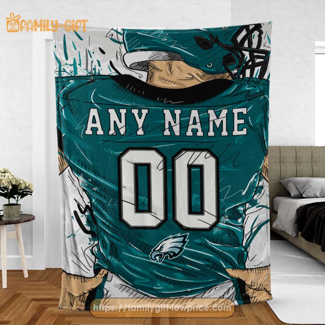 Cute Blanket Philadelphia Eagles Jersey NFL Blanket - Personalized