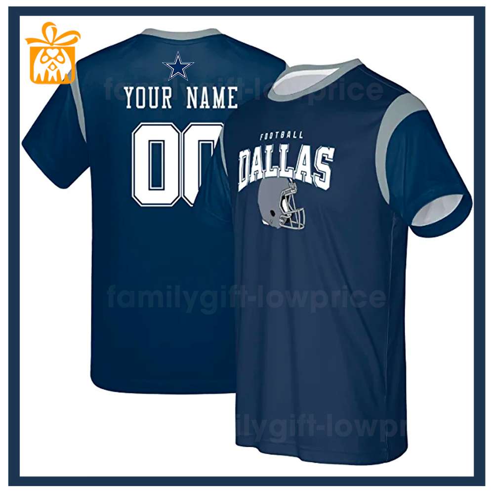 Custom Football NFL Cowboys TShirt for Men Women - Dallas Cowboys American Football Shirt with Custom Name and Number