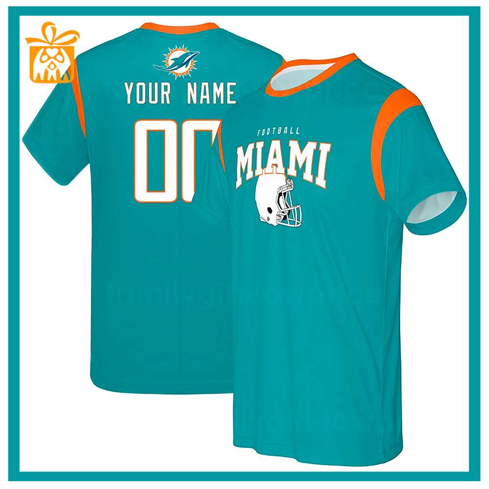 Custom Football NFL Dolphins Shirt for Men Women - Miami Dolphins American Football Shirt with Custom Name and Number