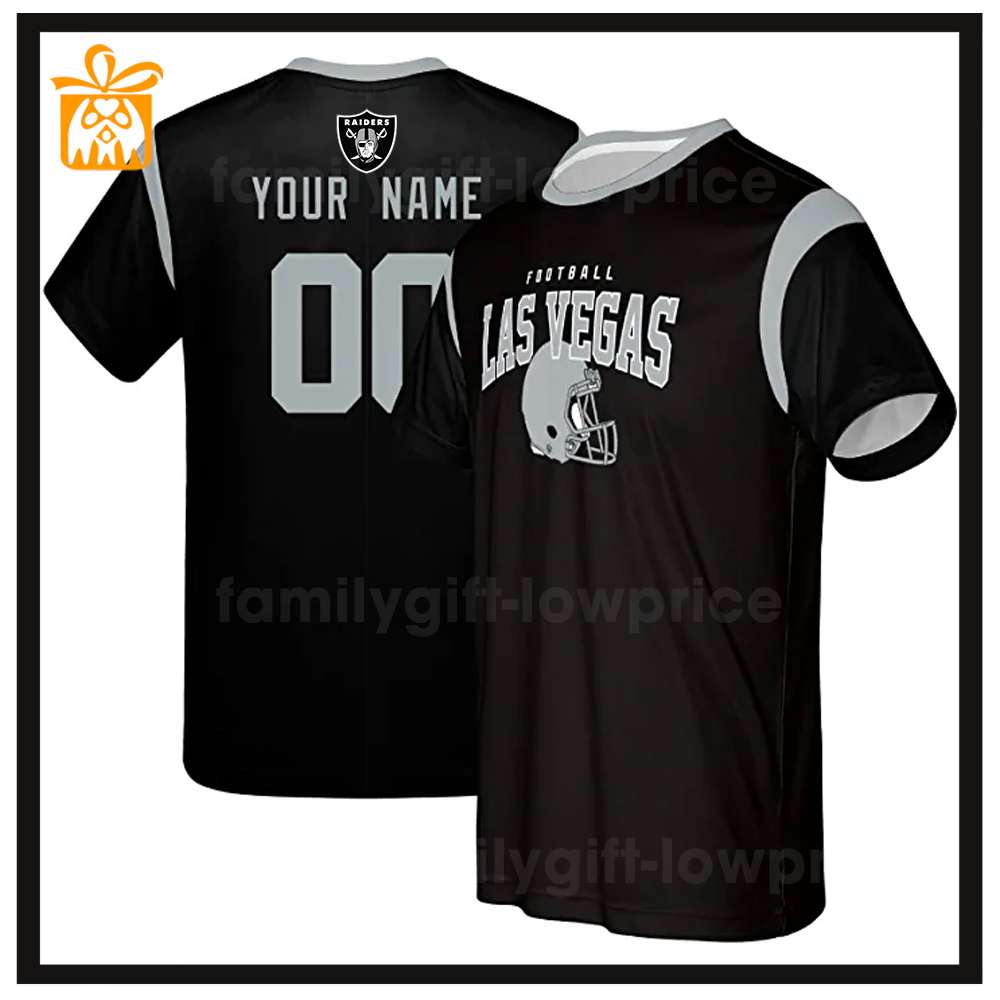 Custom Football NFL Raiders T Shirt for Men Women - Las Vegas Raiders American Football Shirt with Custom Name and Number
