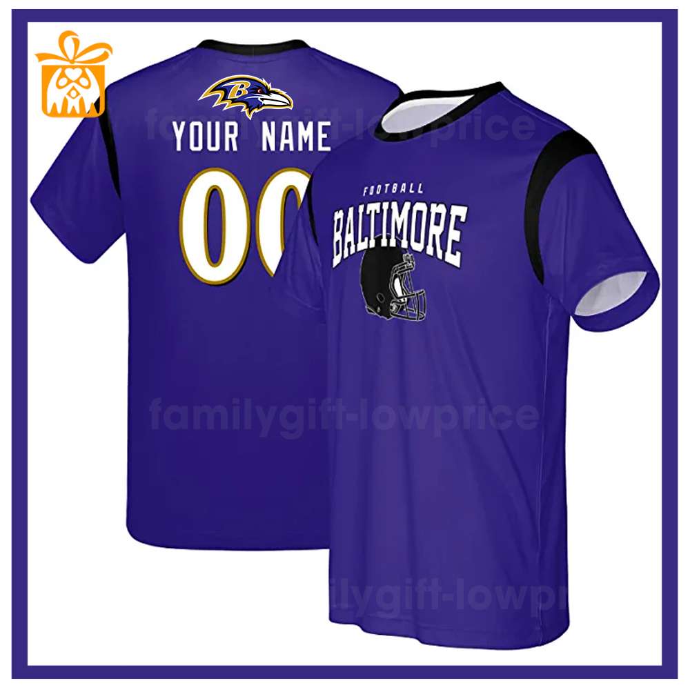Custom Football NFL Ravens Shirt for Men Women - Baltimore Ravens American Football Shirt with Custom Name and Number