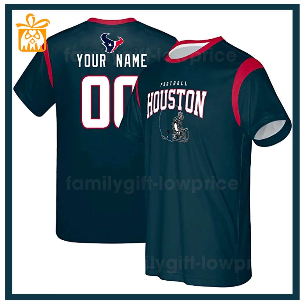 Custom Football NFL Texans Shirt for Men Women - Houston Texans American Football Shirt with Custom Name and Number