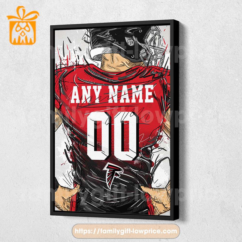 Personalize Your Atlanta Falcons Jersey NFL Poster with Custom Name and Number - Premium Poster for Room