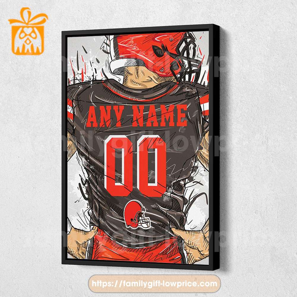 Personalize Your Cleveland Browns Jersey NFL Poster with Custom Name and Number - Premium Poster for Room