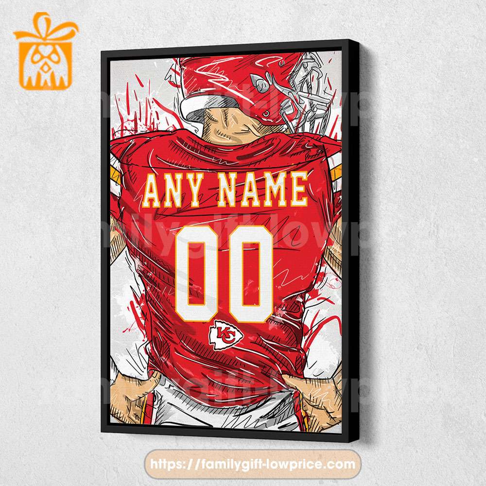 Personalize Your Kansas City Chiefs Jersey NFL Poster with Custom Name and Number - Premium Poster for Room