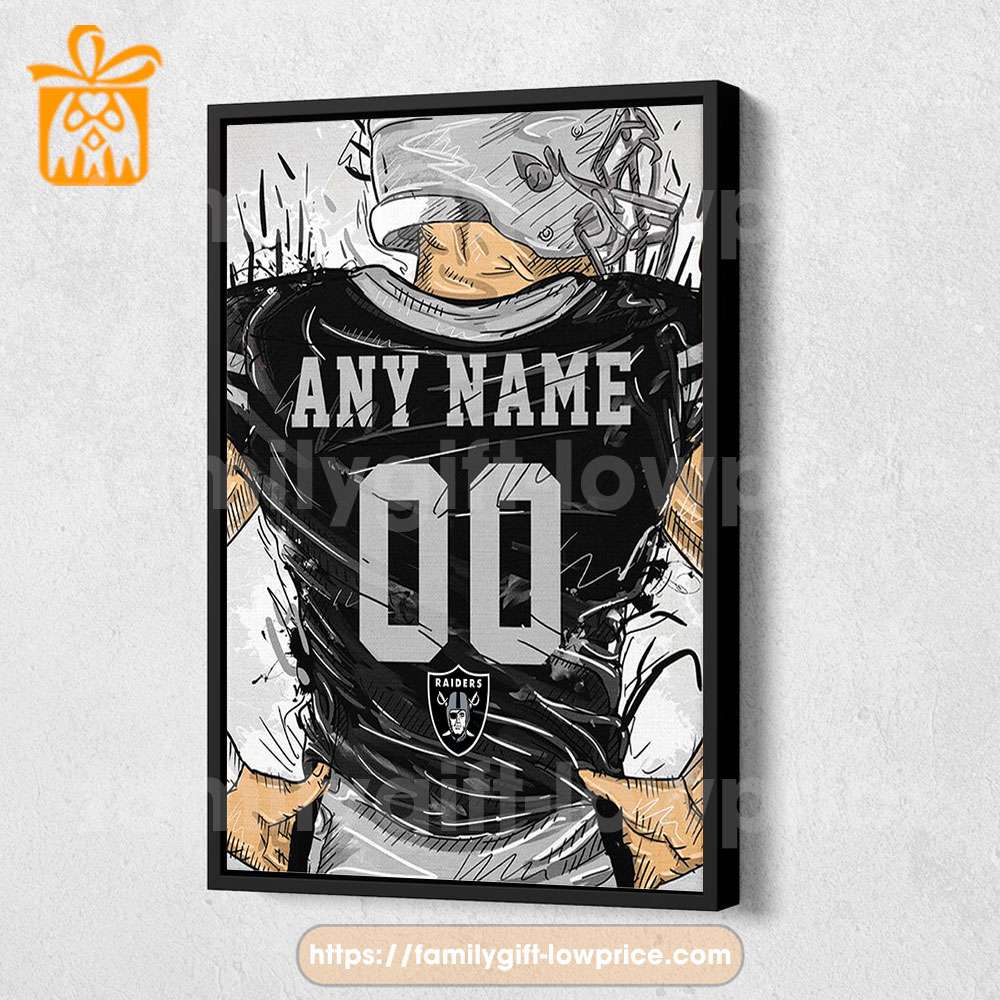 Personalize Your Las Vegas Raiders Jersey NFL Poster with Custom Name and Number - Premium Poster for Room