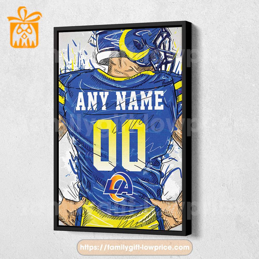 Personalize Your Los Angeles Rams Jersey NFL Poster with Custom Name and Number - Premium Poster for Room