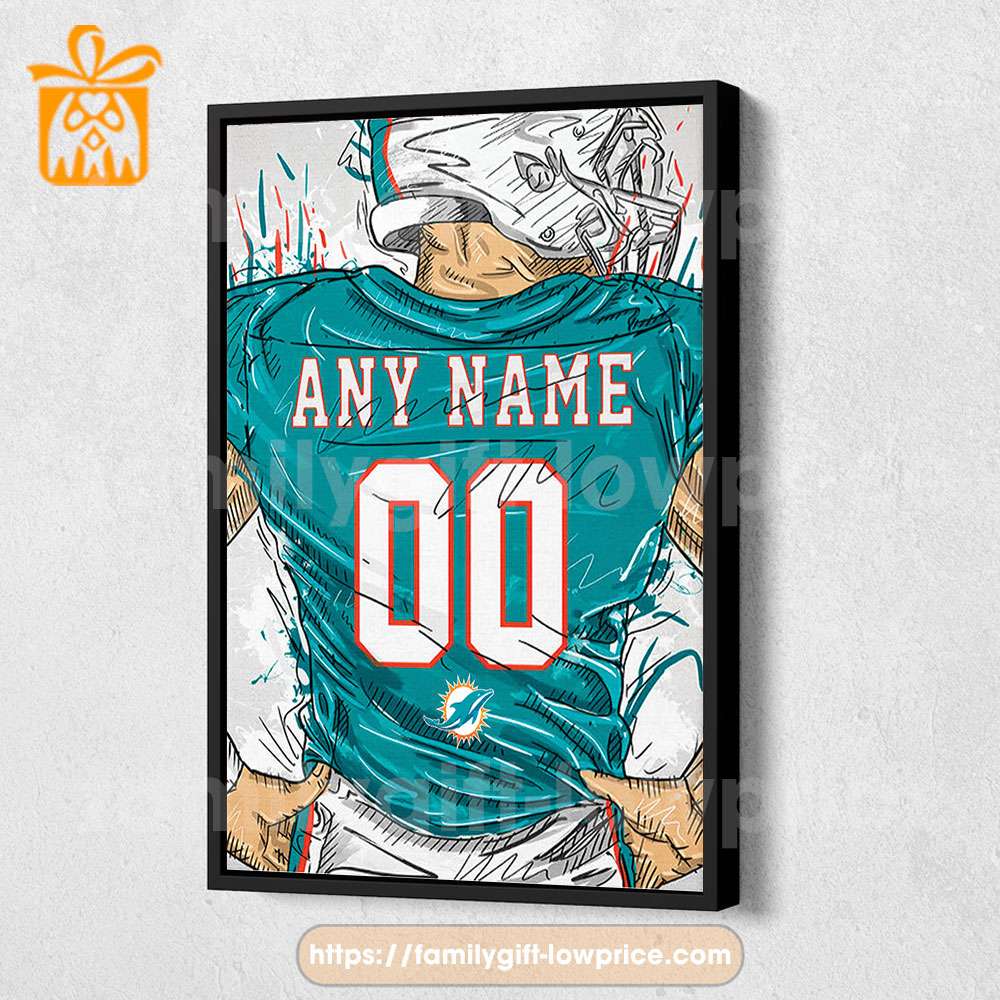 Personalize Your Miami Dolphins Jersey NFL Poster with Custom Name and Number - Premium Poster for Room
