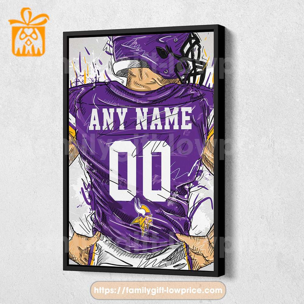 Personalize Your Minnesota Vikings Jersey NFL Poster with Custom Name and Number - Premium Poster for Room