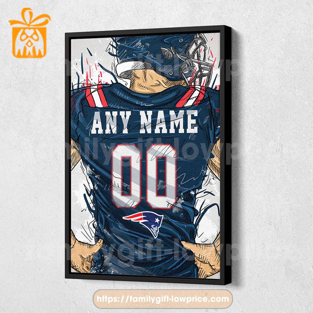 Personalize Your New England Patriots Jersey NFL Poster with Custom Name and Number - Premium Poster for Room