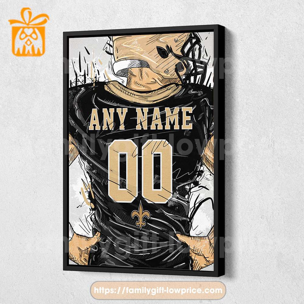 Personalize Your New Orleans Saints Jersey NFL Poster with Custom Name and Number - Premium Poster for Room