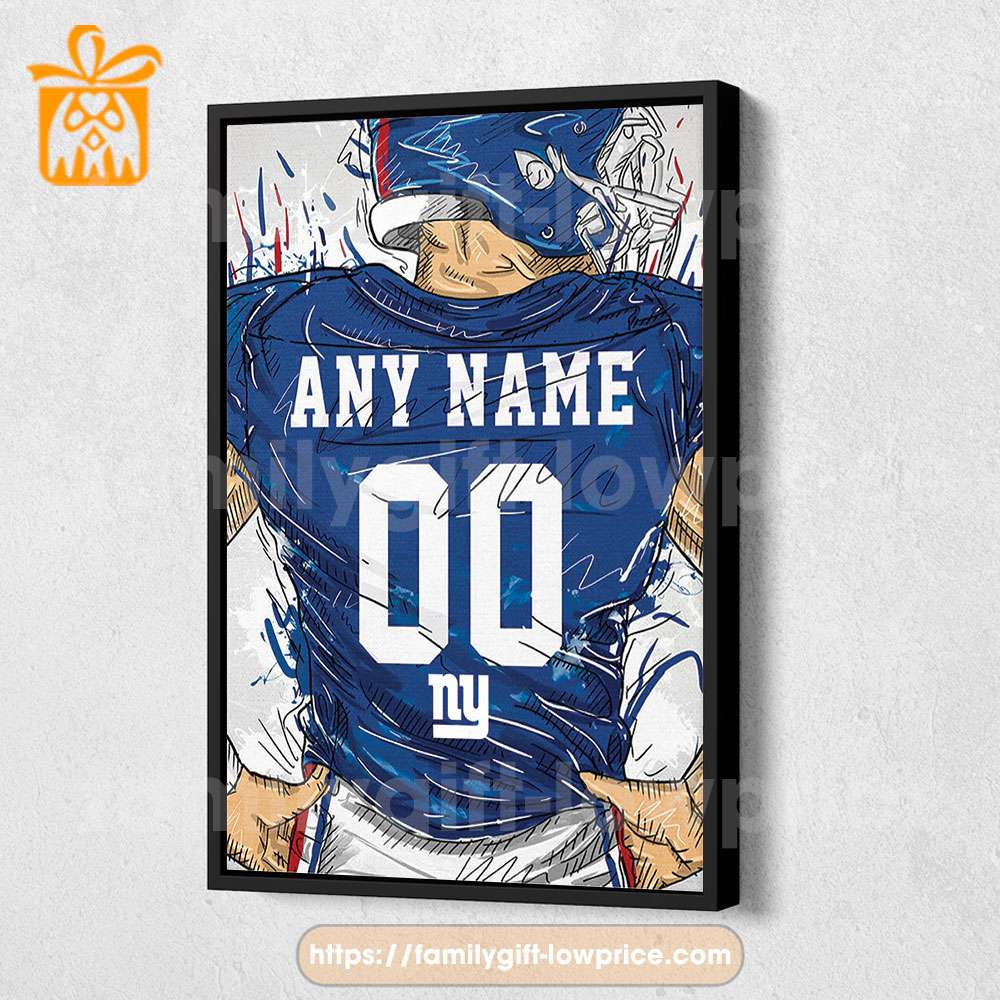 Personalize Your New York Giants Jersey NFL Poster with Custom Name and Number - Premium Poster for Room