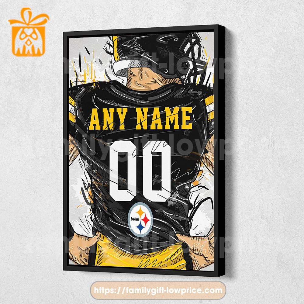 Personalize Your Pittsburgh Steelers Jersey NFL Poster with Custom Name and Number - Premium Poster for Room