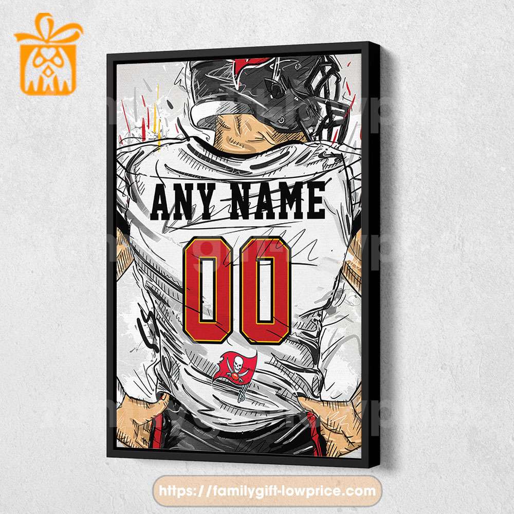 Personalize Your Tampa Bay Buccaneers Jersey NFL Poster with Custom Name and Number - Premium Poster for Room