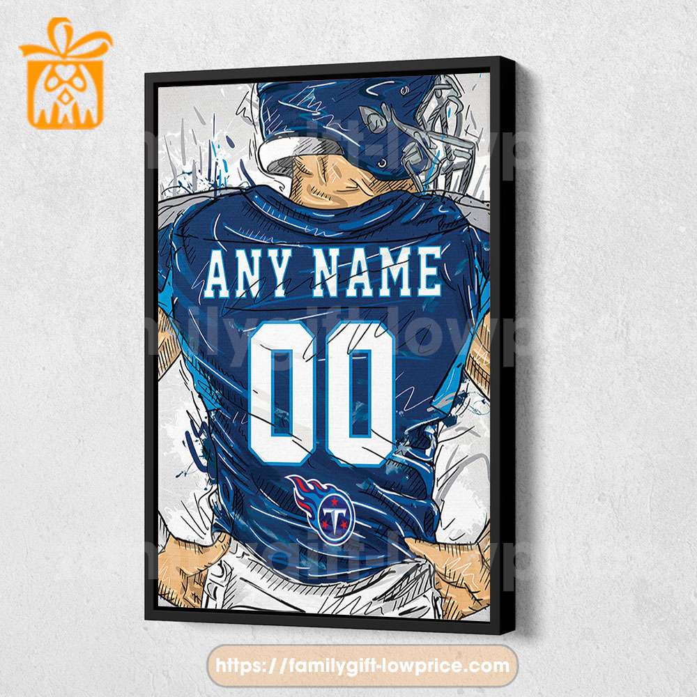 Personalize Your Tennessee Titans Jersey NFL Poster with Custom Name and Number - Premium Poster for Room