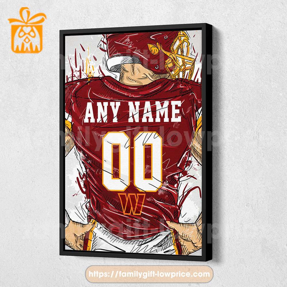 Personalize Your Washington Commanders Jersey NFL Poster with Custom Name and Number - Premium Poster for Room