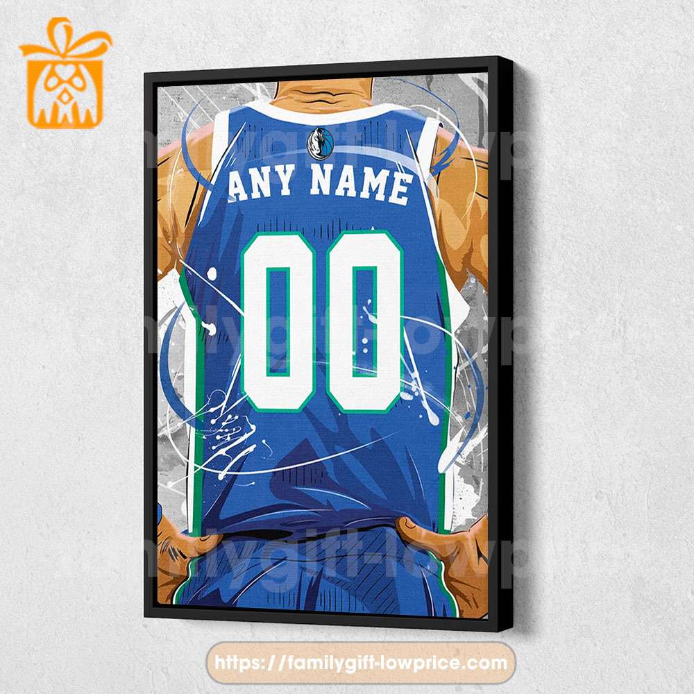 Personalize Your Dallas Mavericks Jersey NBA Poster with Custom Name and Number - Premium Poster for Room