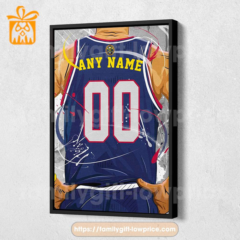Personalize Your Denver Nuggets Jersey NBA Poster with Custom Name and Number - Premium Poster for Room