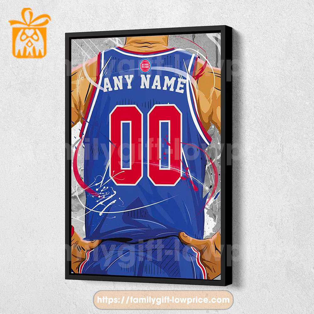 Personalize Your Detroit Pistons Jersey NBA Poster with Custom Name and Number - Premium Poster for Room