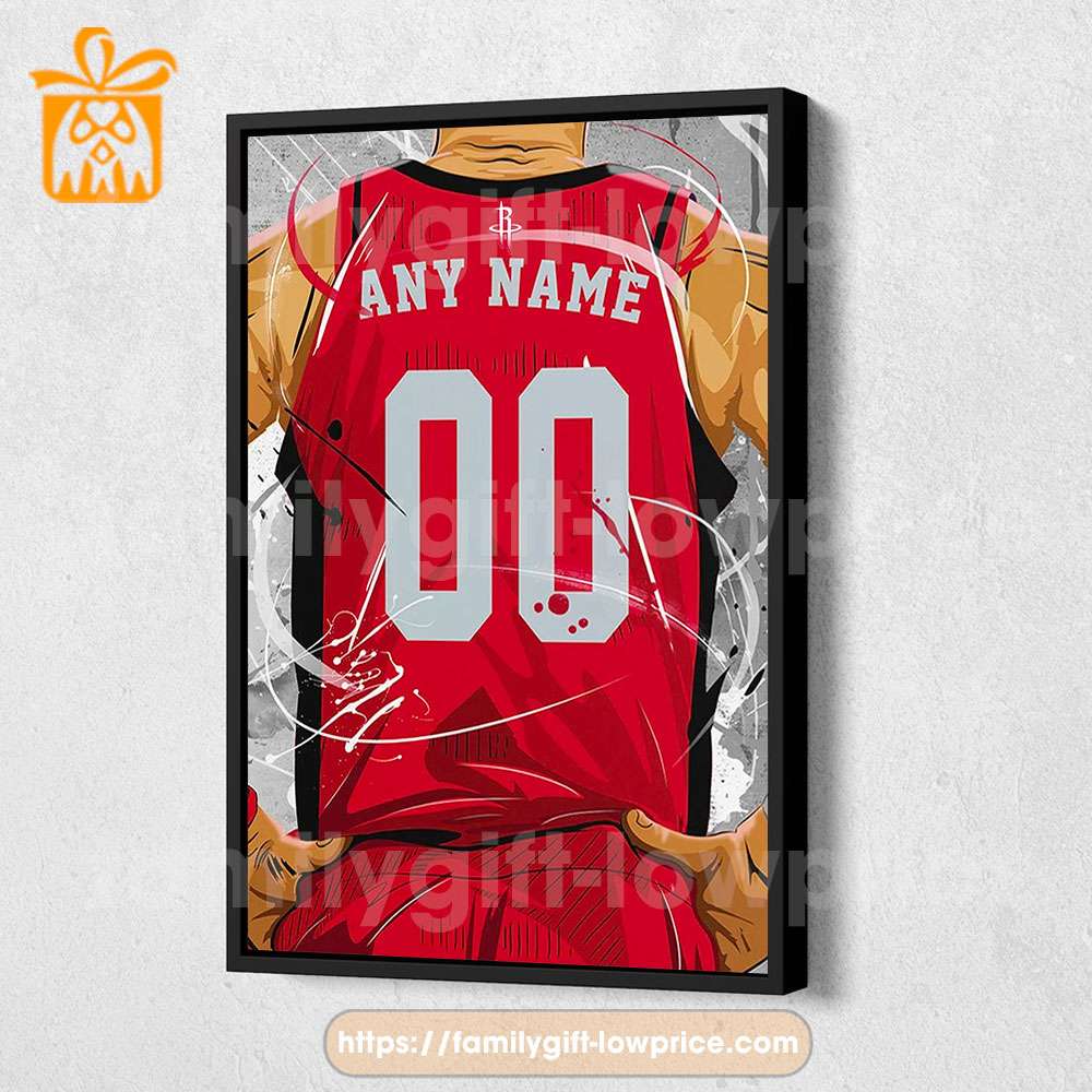 Personalize Your Houston Rockets Jersey NBA Poster with Custom Name and Number - Premium Poster for Room