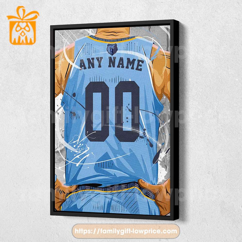 Personalize Your Memphis Grizzlies Jersey NBA Poster with Custom Name and Number - Premium Poster for Room