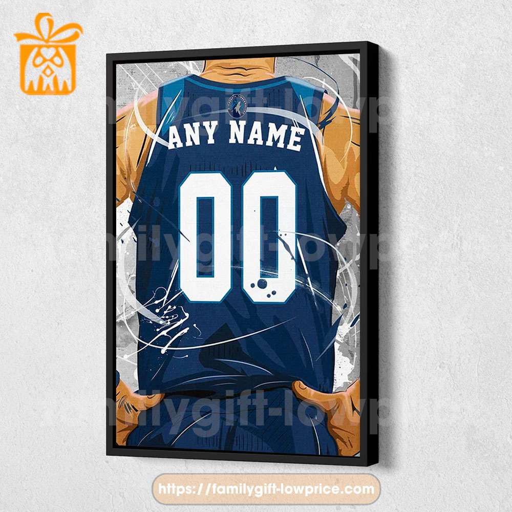 Personalize Your Minnesota Timberwolves Jersey NBA Poster with Custom Name and Number - Premium Poster for Room