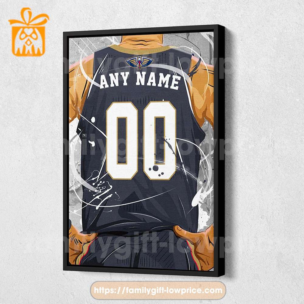 Personalize Your New Orleans Pelicans Jersey NBA Poster with Custom Name and Number - Premium Poster for Room