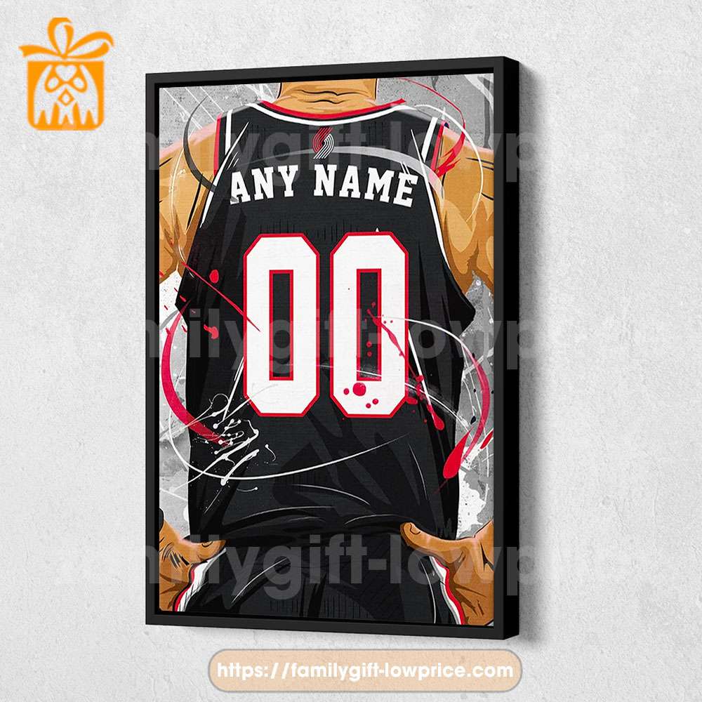 Personalize Your Portland Trail Blazers Jersey NBA Poster with Custom Name and Number - Premium Poster for Room