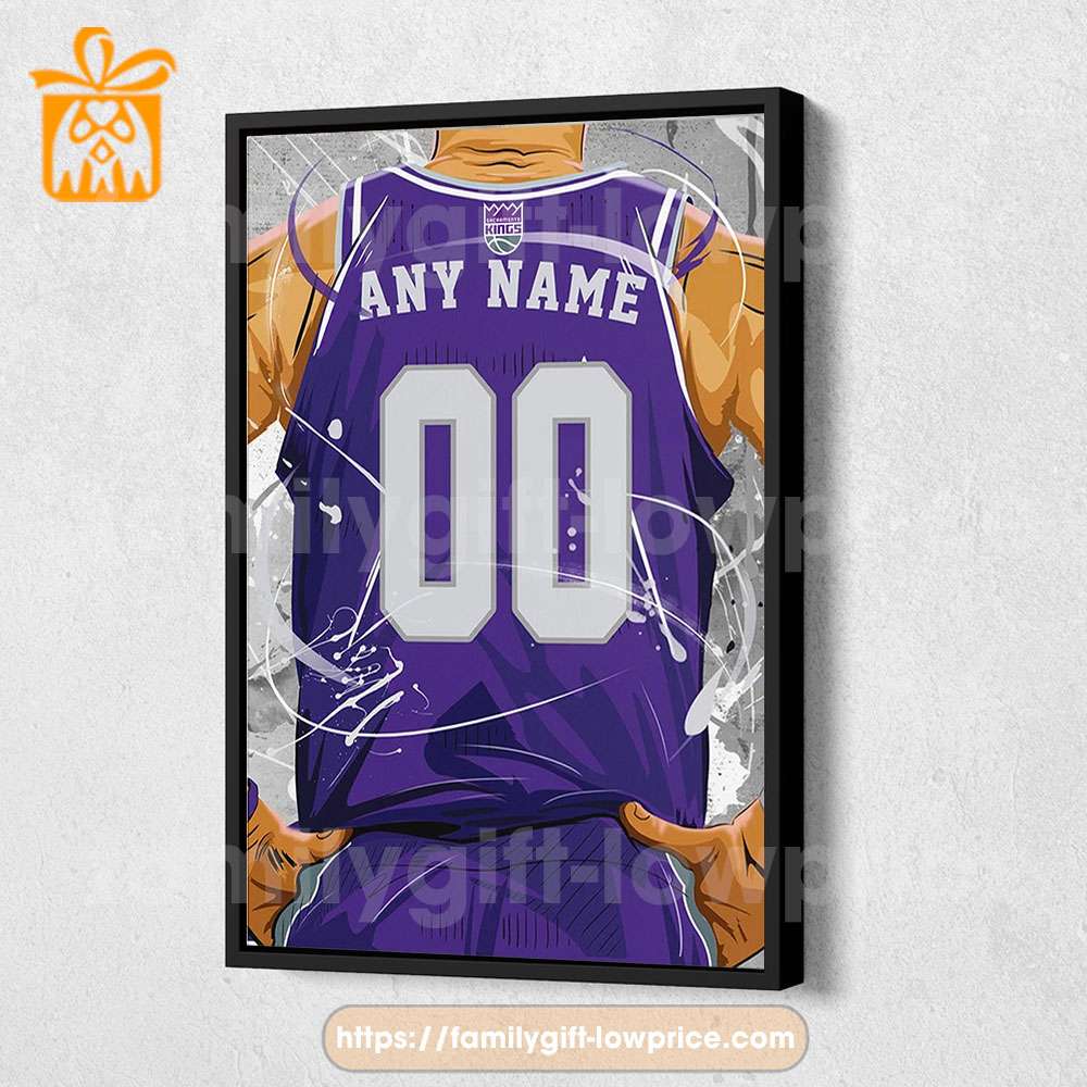 Personalize Your Sacramento Kings Jersey NBA Poster with Custom Name and Number - Premium Poster for Room