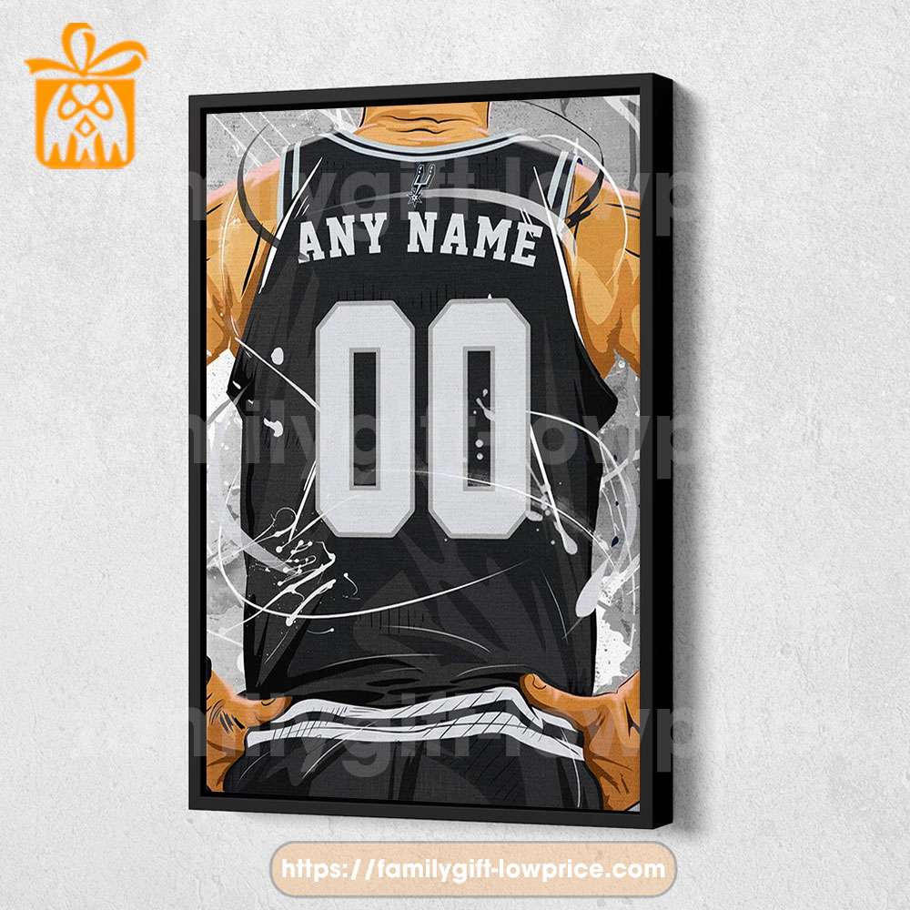 Personalize Your San Antonio Spurs Jersey NBA Poster with Custom Name and Number - Premium Poster for Room