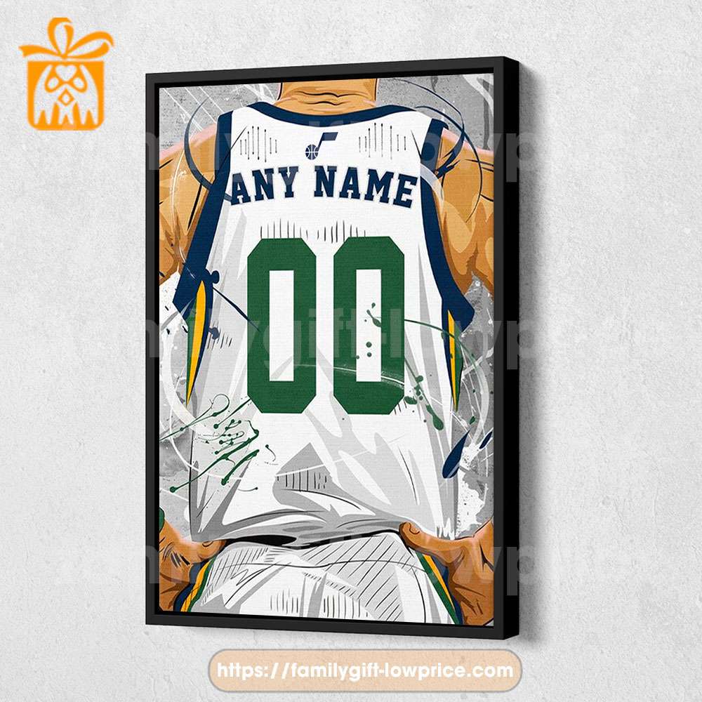 Personalize Your Utah Jazz Jersey NBA Poster with Custom Name and Number - Premium Poster for Room