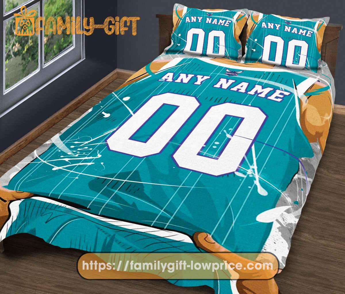 Custom Basketball Bedding NBA Charlotte Hornets Jersey With Custom Name and Number - Premium Bedding