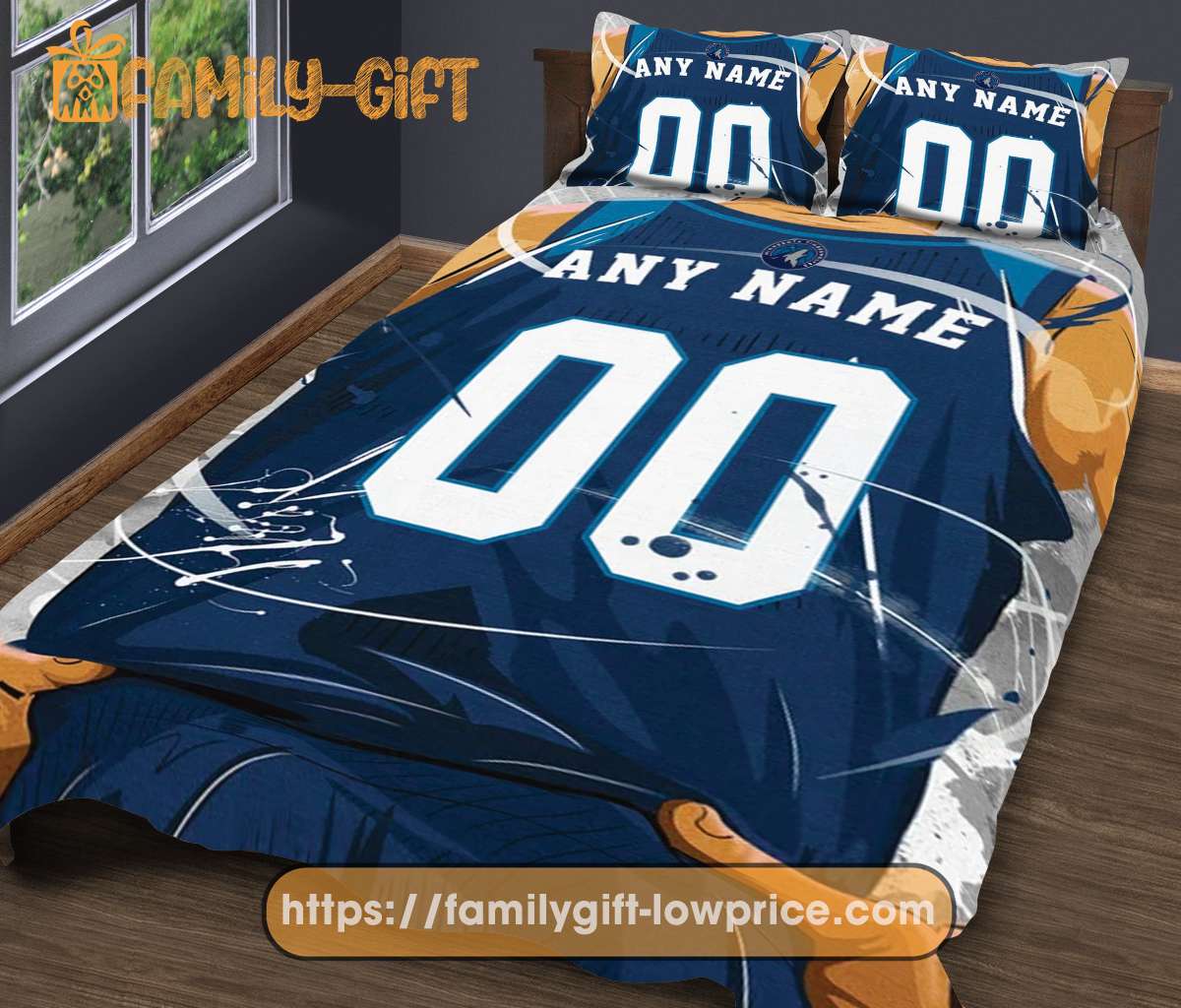 Custom Basketball Bedding NBA Minnesota Timberwolves Jersey With Custom Name and Number - Premium Bedding