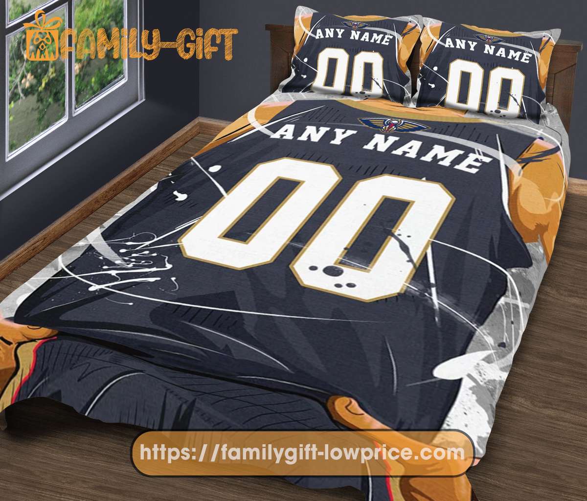 Custom Basketball Bedding NBA New Orleans Pelicans Jersey With Custom Name and Number - Premium Bedding