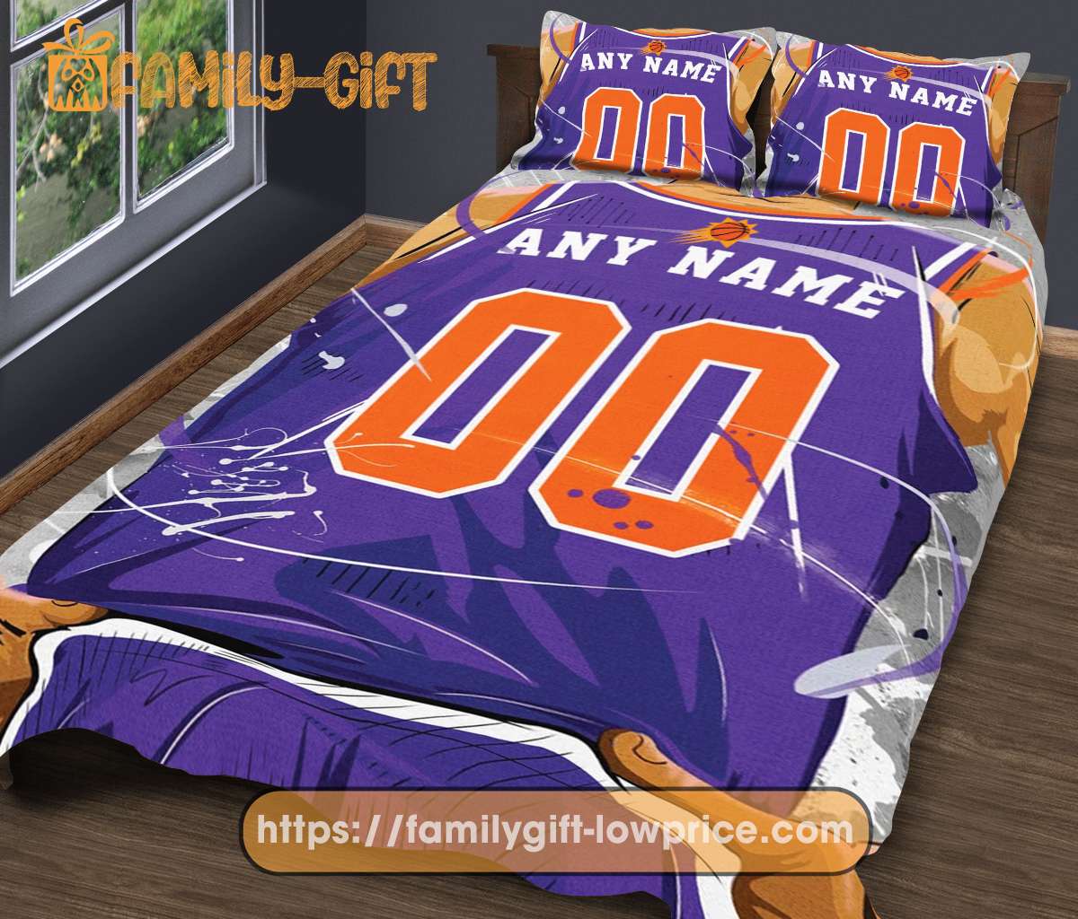 Custom Basketball Bedding NBA Phoenix Suns Jersey With Custom Name and Number - Premium Bedding