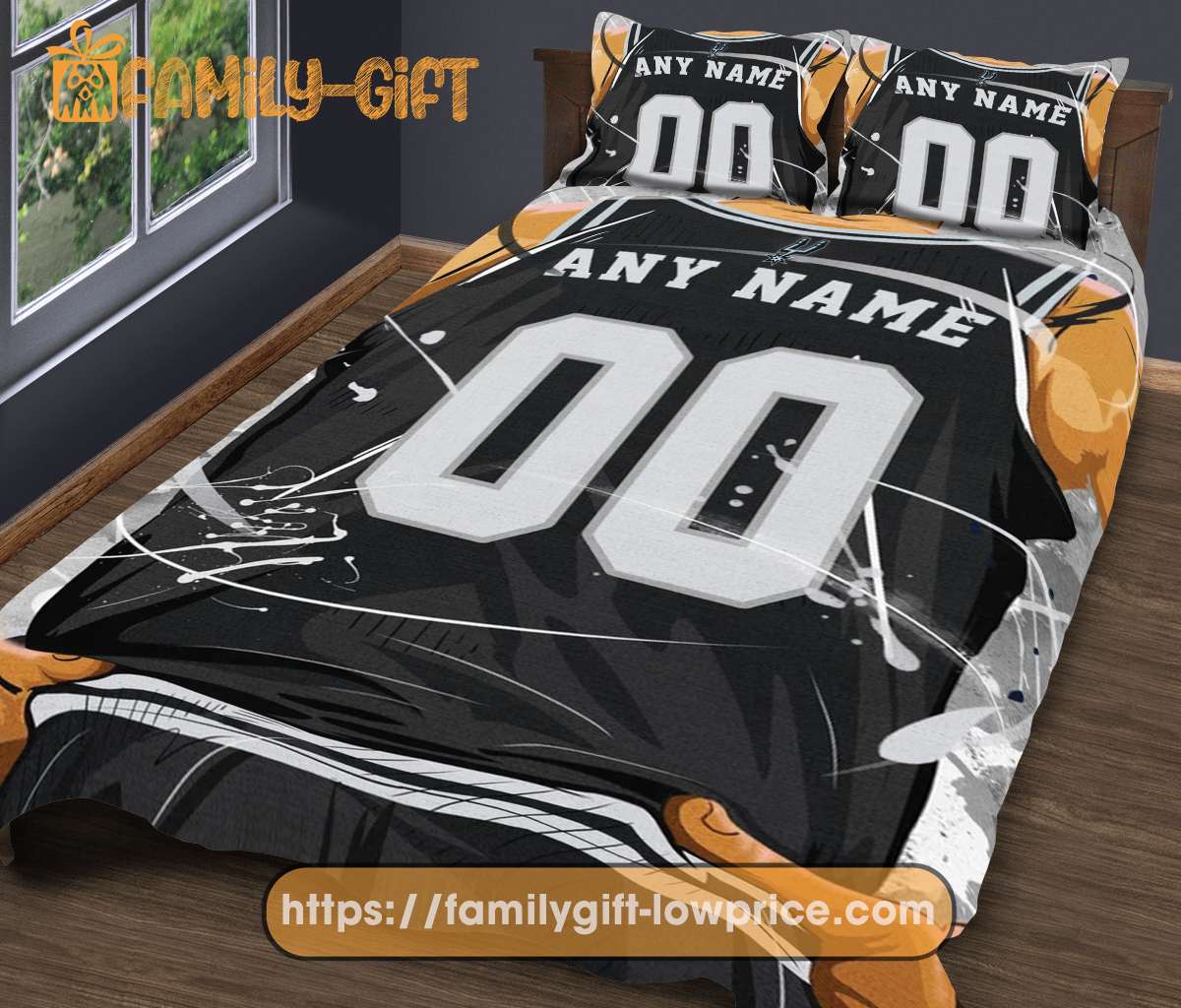 Custom Basketball Bedding NBA San Antonio Spurs Jersey With Custom Name and Number - Premium Bedding