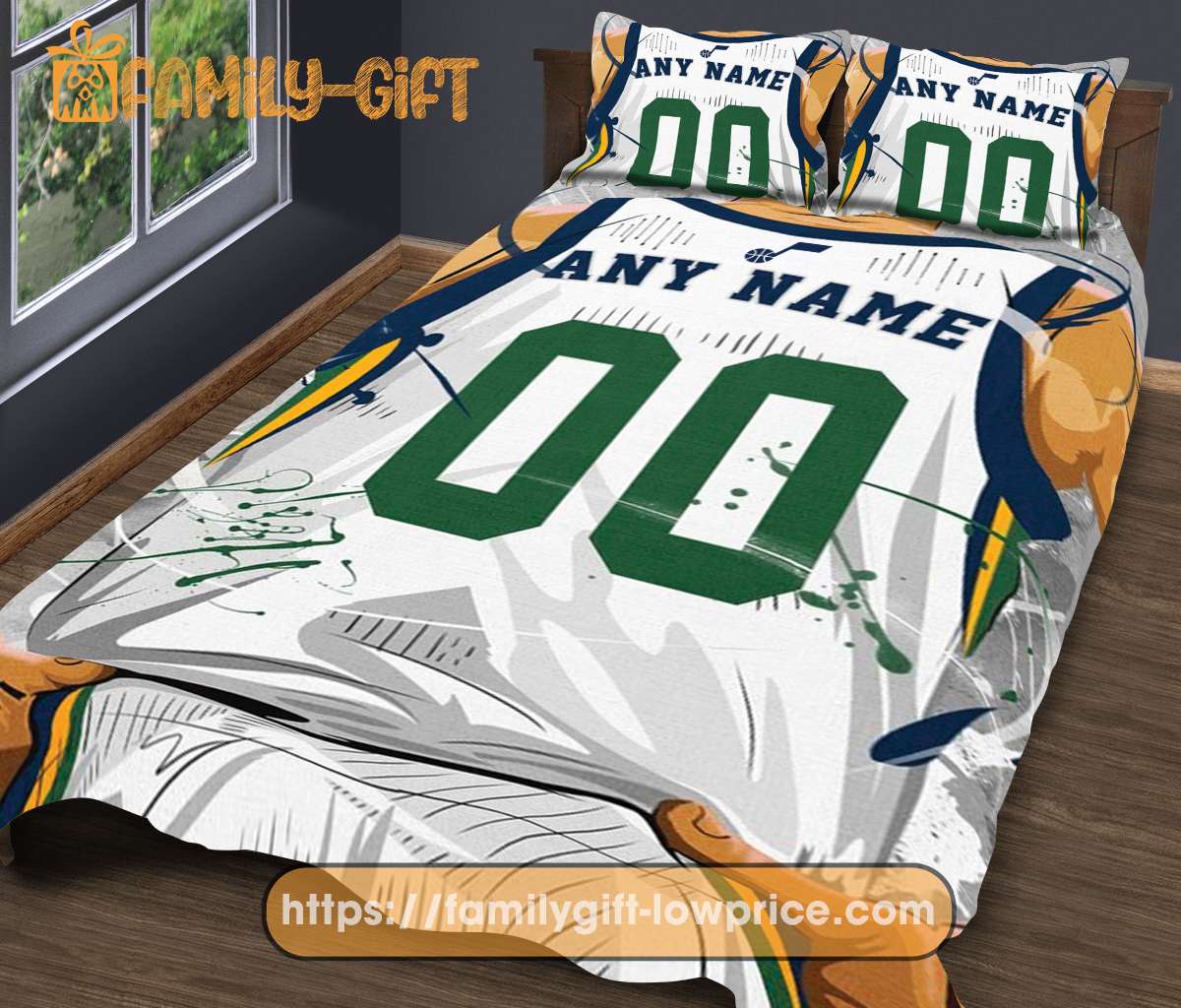 Custom Basketball Bedding NBA Utah Jazz Jersey With Custom Name and Number - Premium Bedding