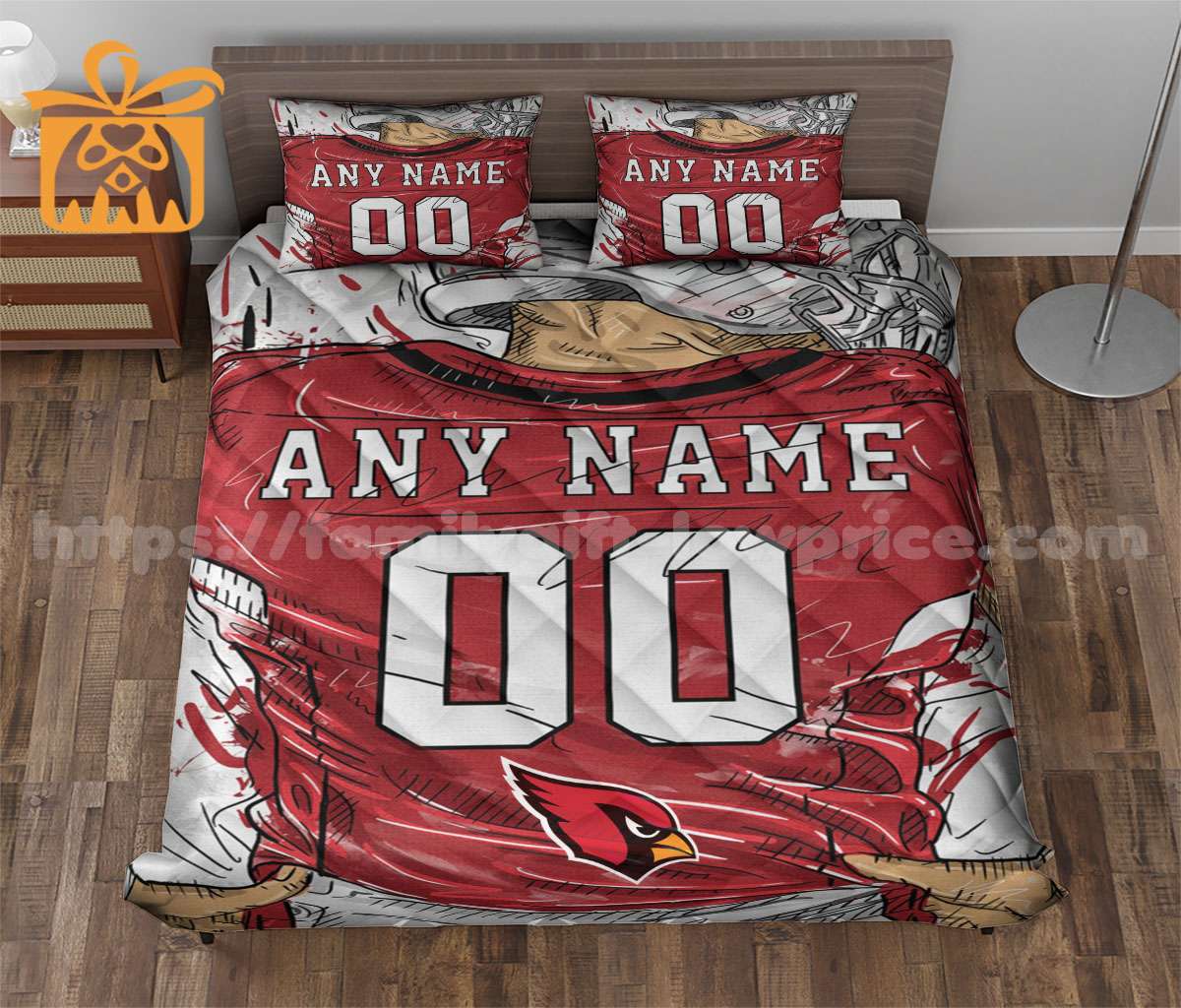 NFL Arizona Jersey Customized Quilt Bedding Set - Custom Any Name and Number for Men Women