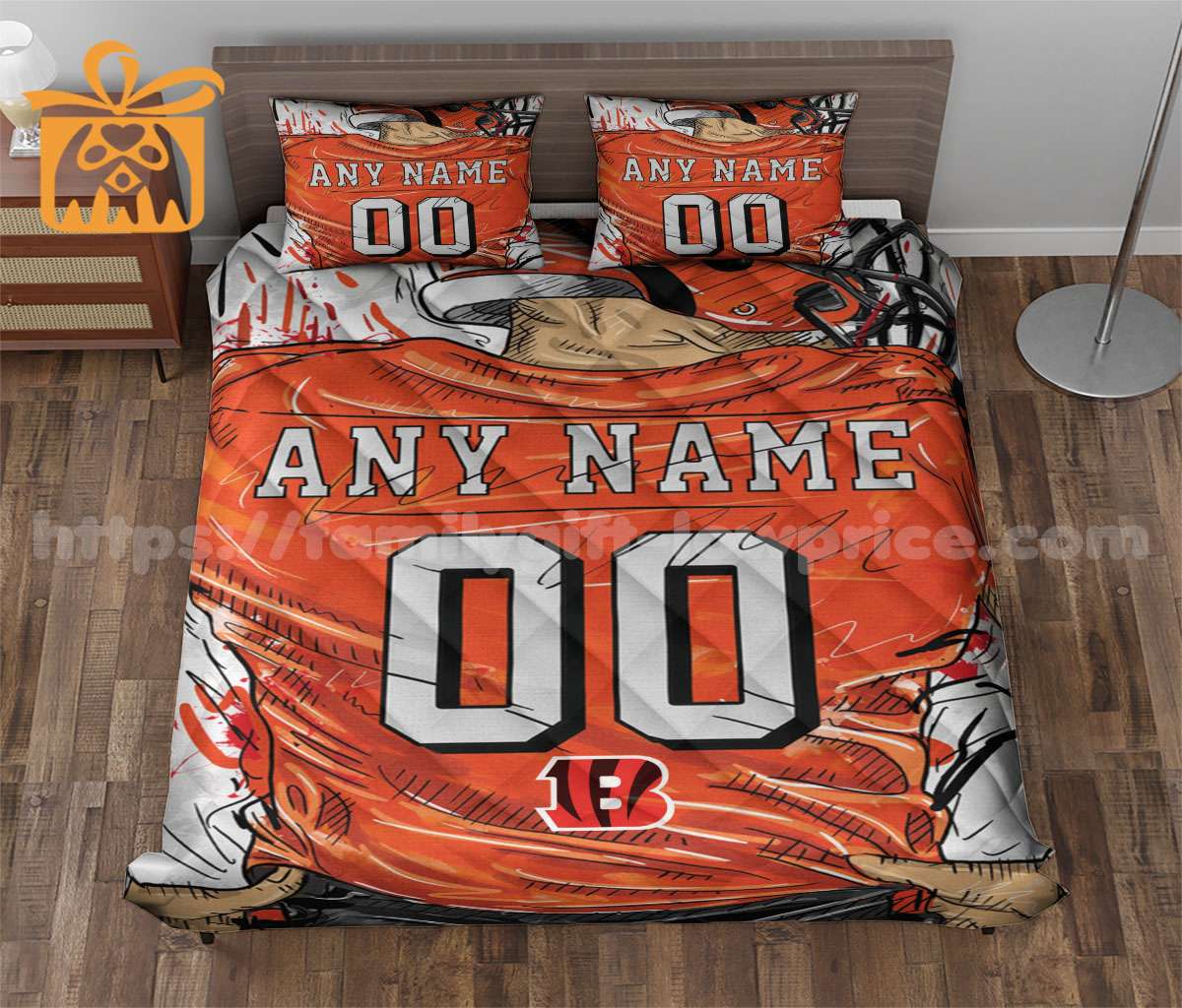 NFL Cincinnati Jersey Customized Quilt Bedding Set - Custom Any Name and Number for Men Women