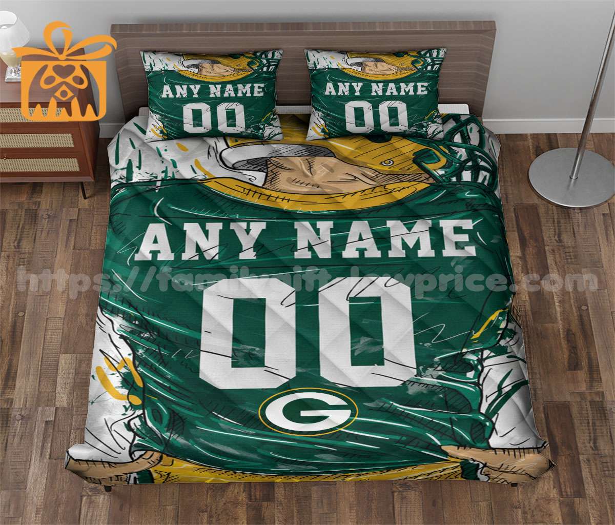 NFL Packers Jersey Customized Quilt Bedding Set - Custom Any Name and Number for Men Women