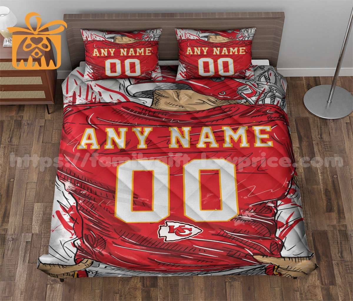 Kansas Chiefs Jersey Customized Quilt Bedding Set - Custom Any Name and Number for Men Women